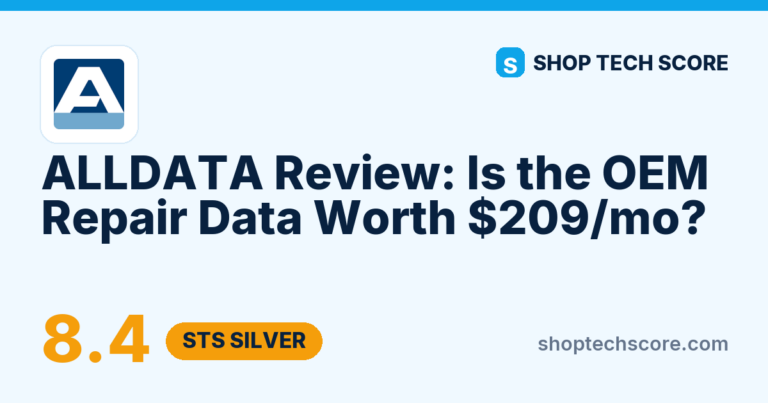 ALLDATA Review: Is the OEM Repair Data Worth $209/mo? - Shop Tech Score review card